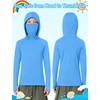 image:imageRoadbox Boys Hooded Fishing Shirt UPF 50 Kids Long Sleeve Rash Guard Hoodie Youth Sun Protection Swim Shirts with MaskBlue
