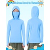 image:imageRoadbox Boys Hooded Fishing Shirt UPF 50 Kids Long Sleeve Rash Guard Hoodie Youth Sun Protection Swim Shirts with MaskSky Blue