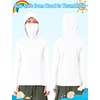 image:imageRoadbox Boys Hooded Fishing Shirt UPF 50 Kids Long Sleeve Rash Guard Hoodie Youth Sun Protection Swim Shirts with MaskWhite