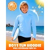 image:imageRoadbox Boys UPF 50 Sun Hoodie Fishing Shirt Kids Long Sleeve Hooded Rash Guard UV Protection Athletic Hiking Swim Shirts02 Light Blue