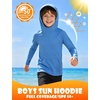 image:imageRoadbox Boys UPF 50 Sun Hoodie Fishing Shirt Kids Long Sleeve Hooded Rash Guard UV Protection Athletic Hiking Swim Shirts03 Blue