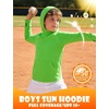 image:imageRoadbox Boys UPF 50 Sun Hoodie Fishing Shirt Kids Long Sleeve Hooded Rash Guard UV Protection Athletic Hiking Swim Shirts05 Green