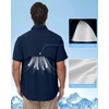 image:imageRoadbox Mens UPF 50 Fishing Shirts Short Sleeve Sun Protection Cool Dry Button Down Outdoor Shirt for Hiking Safari Work01 Dark Blue
