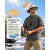 image:imageRoadbox Mens UPF 50 Fishing Shirts Short Sleeve Sun Protection Cool Dry Button Down Outdoor Shirt for Hiking Safari Work02 Dark Gray