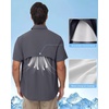 image:imageRoadbox Mens UPF 50 Fishing Shirts Short Sleeve Sun Protection Cool Dry Button Down Outdoor Shirt for Hiking Safari Work02 Dark Gray