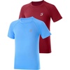 image:imageRoadbox Boys Rash Guard Swim Shirt UPF 50 Sun Protection Short Sleeve Quick Dry Rashguard Water Shirt for Kids2packmedium Blue  Red