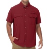 image:imageRoadbox Mens UPF 50 Fishing Shirts Short Sleeve Sun Protection Cool Dry Button Down Outdoor Shirt for Hiking Safari Work08 Red