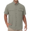 image:imageRoadbox Mens UPF 50 Fishing Shirts Short Sleeve Sun Protection Cool Dry Button Down Outdoor Shirt for Hiking Safari Work09 Green