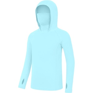 image:imageRoadbox Boys Hooded Fishing Shirt UPF 50 Kids Long Sleeve Rash Guard Hoodie Youth Sun Protection Swim Shirts with MaskLight Green