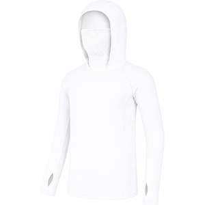 image:imageRoadbox Boys Hooded Fishing Shirt UPF 50 Kids Long Sleeve Rash Guard Hoodie Youth Sun Protection Swim Shirts with MaskWhite