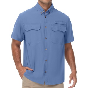 image:imageRoadbox Mens UPF 50 Fishing Shirts Short Sleeve Sun Protection Cool Dry Button Down Outdoor Shirt for Hiking Safari Work03 Medium Blue