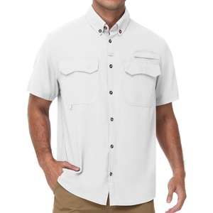 image:imageRoadbox Mens UPF 50 Fishing Shirts Short Sleeve Sun Protection Cool Dry Button Down Outdoor Shirt for Hiking Safari Work05 White