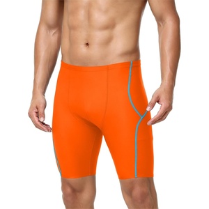 image:imageRoadbox Swim Jammers for Men Racing Athletic Quick Dry Swimsuit Endurance Training Competitive Swimming Shorts UPF 50Orange  Lake Blue Stitching