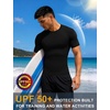 image:imageRoadbox Mens BJJ Rash Guard Short Sleeve UPF 50 Jiu Jitsu Compression Base Layer Swim Shirts for MMA No Gi Surfing01 Black