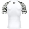 image:imageRoadbox Mens BJJ Rash Guard Short Sleeve UPF 50 Jiu Jitsu Compression Base Layer Swim Shirts for MMA No Gi Surfing04 White With Black White Lion