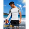 image:imageRoadbox Mens BJJ Rash Guard Short Sleeve UPF 50 Jiu Jitsu Compression Base Layer Swim Shirts for MMA No Gi Surfing04 White With Black White Lion