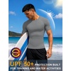 image:imageRoadbox Mens BJJ Rash Guard Short Sleeve UPF 50 Jiu Jitsu Compression Base Layer Swim Shirts for MMA No Gi Surfing05 Gray