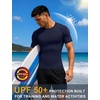 image:imageRoadbox Mens BJJ Rash Guard Short Sleeve UPF 50 Jiu Jitsu Compression Base Layer Swim Shirts for MMA No Gi Surfing07 Dark Blue
