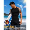 image:imageRoadbox Mens BJJ Rash Guard Short Sleeve UPF 50 Jiu Jitsu Compression Base Layer Swim Shirts for MMA No Gi Surfing08 Black With Orange Dragon
