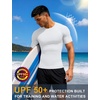 image:imageRoadbox Mens BJJ Rash Guard Short Sleeve UPF 50 Jiu Jitsu Compression Base Layer Swim Shirts for MMA No Gi Surfing10 White