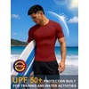 image:imageRoadbox Mens BJJ Rash Guard Short Sleeve UPF 50 Jiu Jitsu Compression Base Layer Swim Shirts for MMA No Gi Surfing11 Red