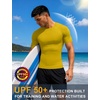 image:imageRoadbox Mens BJJ Rash Guard Short Sleeve UPF 50 Jiu Jitsu Compression Base Layer Swim Shirts for MMA No Gi Surfing12 Golden Yellow