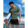 image:imageRoadbox Mens BJJ Rash Guard Short Sleeve UPF 50 Jiu Jitsu Compression Base Layer Swim Shirts for MMA No Gi Surfing13 Dark Green