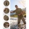 image:imageRoadbox Mens Fishing Shirts Short Sleeve Sun Protection Button Down Quick Dry Cooling Hiking Shirt for Travel Safari CampingKhaki