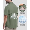 image:imageRoadbox Mens Fishing Shirts Short Sleeve Sun Protection Button Down Quick Dry Cooling Hiking Shirt for Travel Safari CampingSage Green