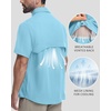 image:imageRoadbox Mens Fishing Shirts Short Sleeve Sun Protection Button Down Quick Dry Cooling Hiking Shirt for Travel Safari CampingSky Blue