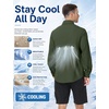 image:imageRoadbox Mens Sun Protection Fishing Shirt Long Sleeve Cool Dry Lightweight UPF 50 Shirts for Hiking Camping Safari TravelArmy Green