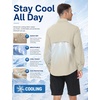 image:imageRoadbox Mens Sun Protection Fishing Shirt Long Sleeve Cool Dry Lightweight UPF 50 Shirts for Hiking Camping Safari TravelLight Khaki