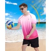 image:imageRoadbox Mens Swim Shirts Short Sleeve UPF 50 UV Sun Protection SPF Rash Guard Quick Dry Surf Water Beach Fishing T ShirtHot Pink Gradient
