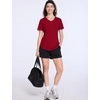 image:imageRoadbox Womens UPF 50 Sun Protection Shirts Moisture Wicking V Neck Short Sleeve Rash Guard Athletic Running Workout Tops09 Dark Red