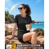 image:imageRoadbox Womens Workout Tops Short Sleeve UPF 50 Sun Protection Shirts Quick Dry Athletic Gym Running Hiking Tee ShirtBlack