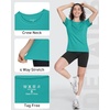 image:imageRoadbox Womens Workout Tops Short Sleeve UPF 50 Sun Protection Shirts Quick Dry Athletic Gym Running Hiking Tee ShirtCuracao Green