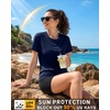 image:imageRoadbox Womens Workout Tops Short Sleeve UPF 50 Sun Protection Shirts Quick Dry Athletic Gym Running Hiking Tee ShirtDusk Blue