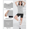 image:imageRoadbox Womens Workout Tops Short Sleeve UPF 50 Sun Protection Shirts Quick Dry Athletic Gym Running Hiking Tee ShirtLight Gray