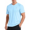 image:imageRoadbox Mens UPF 50 Swim Shirts Sun Protection V Neck Short Sleeve Rash Guard Athletic TShirt for Hiking Surfing BeachLight Blue