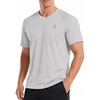 image:imageRoadbox Mens UPF 50 Swim Shirts Sun Protection V Neck Short Sleeve Rash Guard Athletic TShirt for Hiking Surfing BeachLight Gray