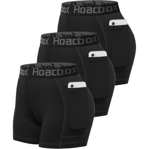 image:imageRoadbox 3 Womens Spandex Compression Shorts 3 Pack Volleyball Yoga Shorts Athletic Biker Shorts for Workout Running Gym