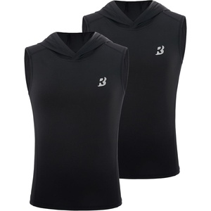 image:imageRoadbox Boys Tank Tops Athletic Compression Hoodie Shirts Sleeveless Quick Dry Sport Workout Active TShirt for Kids YouthBlackblack
