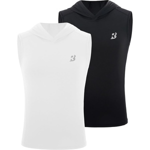 image:imageRoadbox Boys Tank Tops Athletic Compression Hoodie Shirts Sleeveless Quick Dry Sport Workout Active TShirt for Kids YouthBlackwhite