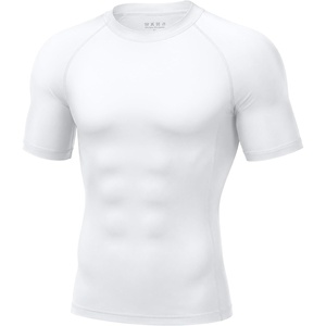 image:imageRoadbox Mens BJJ Rash Guard Short Sleeve UPF 50 Jiu Jitsu Compression Base Layer Swim Shirts for MMA No Gi Surfing10 White