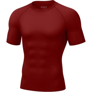 image:imageRoadbox Mens BJJ Rash Guard Short Sleeve UPF 50 Jiu Jitsu Compression Base Layer Swim Shirts for MMA No Gi Surfing11 Red