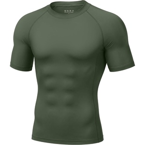 image:imageRoadbox Mens BJJ Rash Guard Short Sleeve UPF 50 Jiu Jitsu Compression Base Layer Swim Shirts for MMA No Gi Surfing13 Dark Green