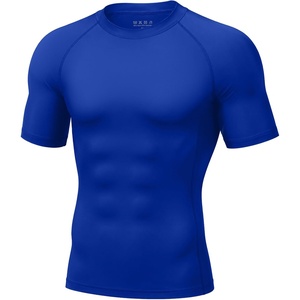 image:imageRoadbox Mens BJJ Rash Guard Short Sleeve UPF 50 Jiu Jitsu Compression Base Layer Swim Shirts for MMA No Gi Surfing14 Blue