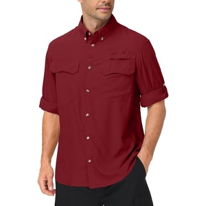image:imageRoadbox Mens Sun Protection Fishing Shirt Long Sleeve Cool Dry Lightweight UPF 50 Shirts for Hiking Camping Safari TravelFire Red