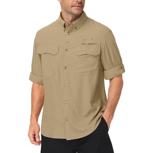 image:imageRoadbox Mens Sun Protection Fishing Shirt Long Sleeve Cool Dry Lightweight UPF 50 Shirts for Hiking Camping Safari TravelKhaki