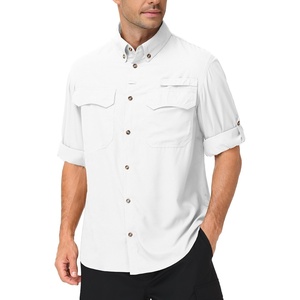 image:imageRoadbox Mens Sun Protection Fishing Shirt Long Sleeve Cool Dry Lightweight UPF 50 Shirts for Hiking Camping Safari TravelWhite